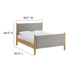 Maven Wheat/Oak Full Size Fabric Upholstered Platform Bed - Ornate Home