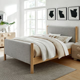 Maven Wheat/Oak King Size Fabric Upholstered Platform Bed - Ornate Home