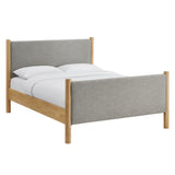 Maven Wheat/Oak King Size Fabric Upholstered Platform Bed - Ornate Home