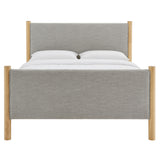 Maven Wheat/Oak King Size Fabric Upholstered Platform Bed - Ornate Home