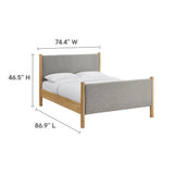 Maven Wheat/Oak King Size Fabric Upholstered Platform Bed - Ornate Home