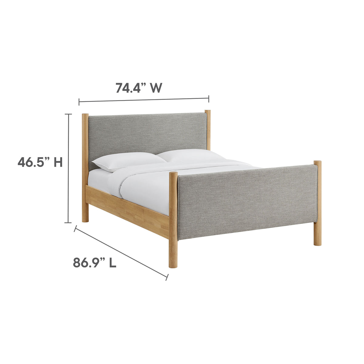 Maven Wheat/Oak King Size Fabric Upholstered Platform Bed - Ornate Home