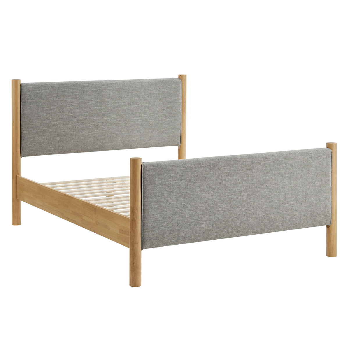 Maven Wheat/Oak Queen Size Fabric Upholstered Platform Bed - Ornate Home