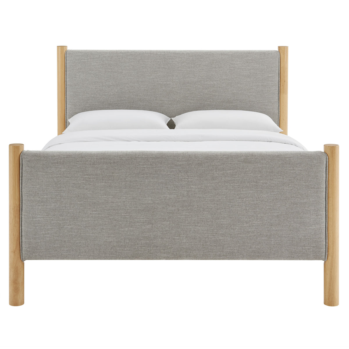 Maven Wheat/Oak Queen Size Fabric Upholstered Platform Bed - Ornate Home