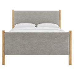 Maven Wheat/Oak Queen Size Fabric Upholstered Platform Bed - Ornate Home