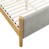 Maven Wheat/Oak Queen Size Fabric Upholstered Platform Bed - Ornate Home