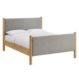 Maven Wheat/Oak Queen Size Fabric Upholstered Platform Bed - Ornate Home