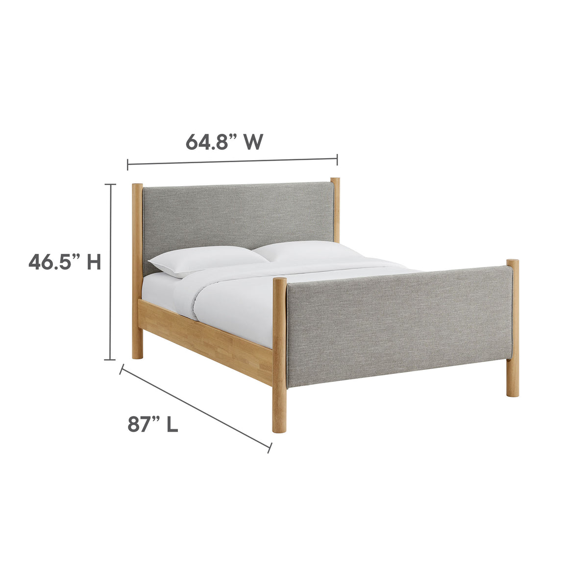 Maven Wheat/Oak Queen Size Fabric Upholstered Platform Bed - Ornate Home