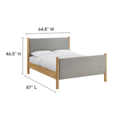 Maven Wheat/Oak Queen Size Fabric Upholstered Platform Bed - Ornate Home