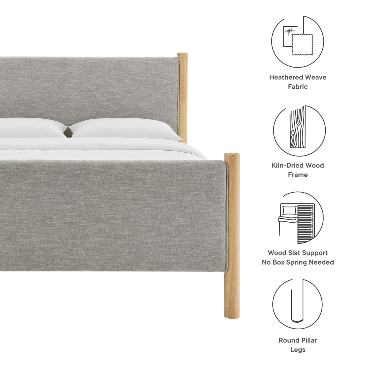 Maven Wheat/Oak Queen Size Fabric Upholstered Platform Bed - Ornate Home