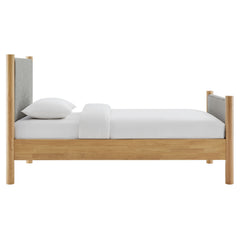 Maven Wheat/Oak Twin Size Fabric Upholstered Platform Bed - Ornate Home