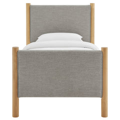 Maven Wheat/Oak Twin Size Fabric Upholstered Platform Bed - Ornate Home