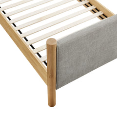 Maven Wheat/Oak Twin Size Fabric Upholstered Platform Bed - Ornate Home