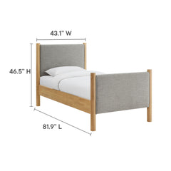 Maven Wheat/Oak Twin Size Fabric Upholstered Platform Bed - Ornate Home