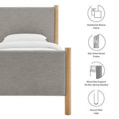 Maven Wheat/Oak Twin Size Fabric Upholstered Platform Bed - Ornate Home