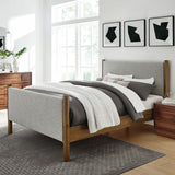 Maven Wheat/Walnut Full Size Fabric Upholstered Platform Bed - Ornate Home
