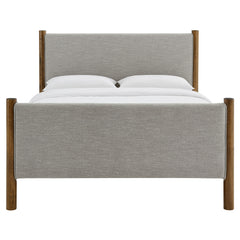 Maven Wheat/Walnut Full Size Fabric Upholstered Platform Bed - Ornate Home