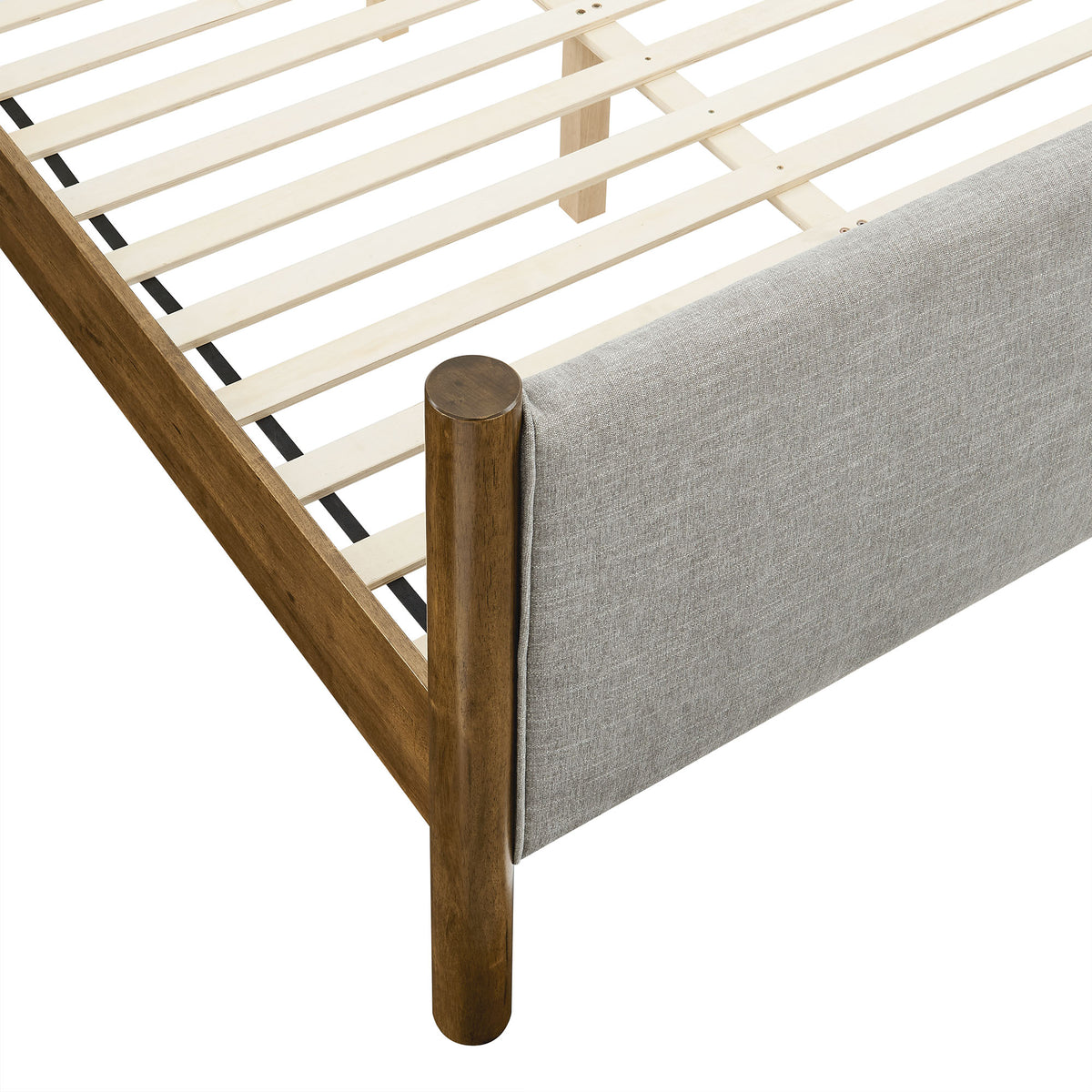 Maven Wheat/Walnut Full Size Fabric Upholstered Platform Bed - Ornate Home