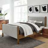 Maven Wheat/Walnut Queen Size Fabric Upholstered Platform Bed - Ornate Home