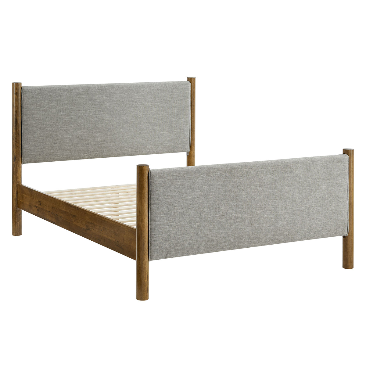 Maven Wheat/Walnut Queen Size Fabric Upholstered Platform Bed - Ornate Home