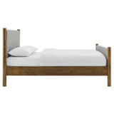 Maven Wheat/Walnut Queen Size Fabric Upholstered Platform Bed - Ornate Home