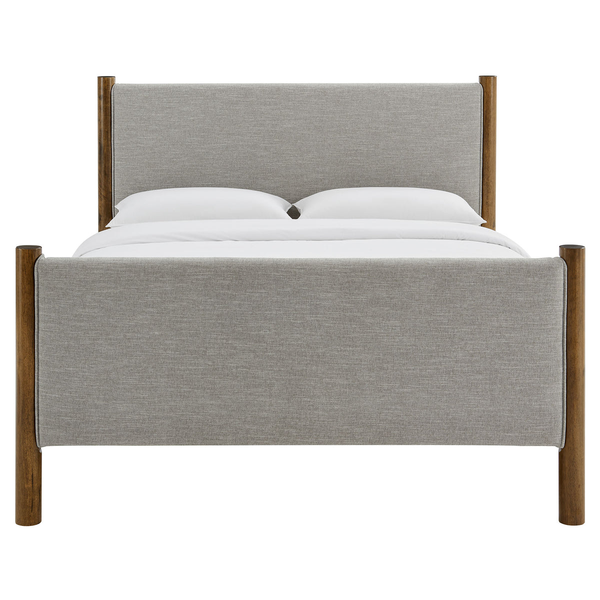Maven Wheat/Walnut Queen Size Fabric Upholstered Platform Bed - Ornate Home
