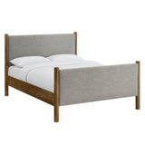 Maven Wheat/Walnut Queen Size Fabric Upholstered Platform Bed - Ornate Home