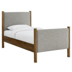 Maven Wheat/Walnut Twin Size Fabric Upholstered Platform Bed - Ornate Home