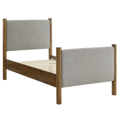 Maven Wheat/Walnut Twin Size Fabric Upholstered Platform Bed - Ornate Home