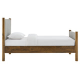 Maven Wheat/Walnut Twin Size Fabric Upholstered Platform Bed - Ornate Home