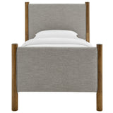 Maven Wheat/Walnut Twin Size Fabric Upholstered Platform Bed - Ornate Home