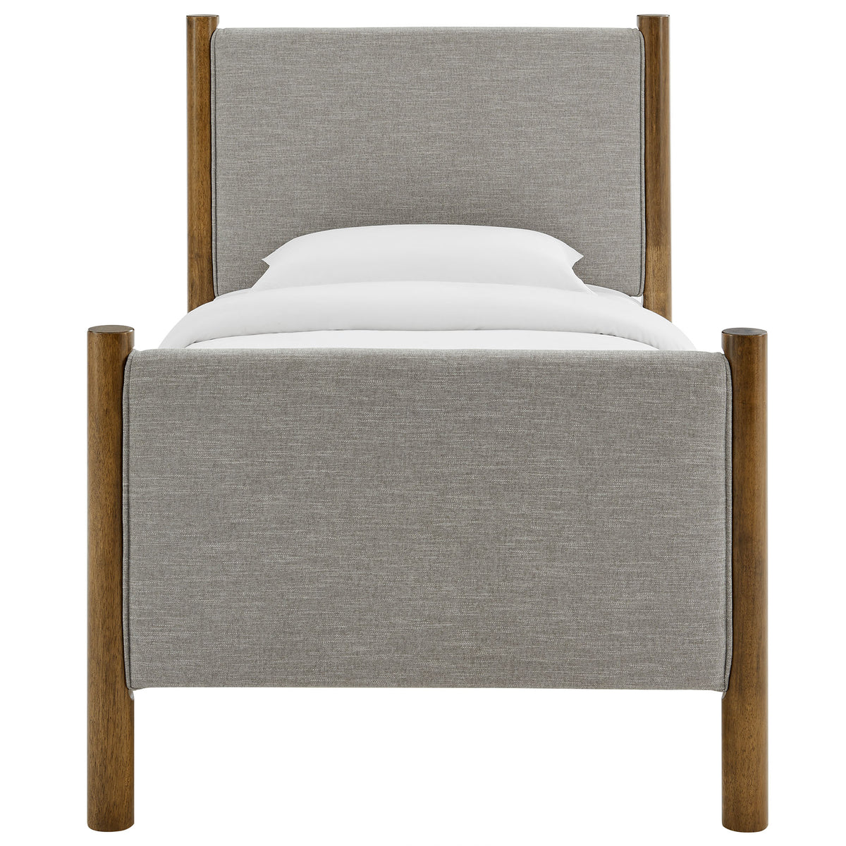 Maven Wheat/Walnut Twin Size Fabric Upholstered Platform Bed - Ornate Home