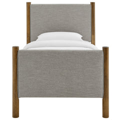 Maven Wheat/Walnut Twin Size Fabric Upholstered Platform Bed - Ornate Home