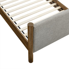 Maven Wheat/Walnut Twin Size Fabric Upholstered Platform Bed - Ornate Home