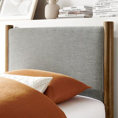 Maven Wheat/Walnut Twin Size Fabric Upholstered Platform Bed - Ornate Home