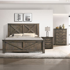Maverick Antique Grey 3-Piece King Panel Bedroom Set - Ornate Home