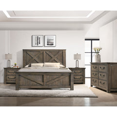 Maverick Antique Grey 4-Piece King Bedroom Set with 2 Nightstands & Dresser - Ornate Home