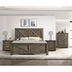 Maverick Antique Grey 4-Piece Queen Bedroom Set with 2 Nightstands & Chest - Ornate Home