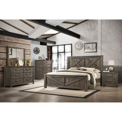 Maverick Antique Grey 5-Piece King Panel Bedroom Set - Ornate Home
