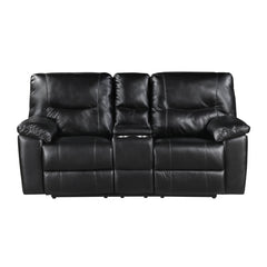 Maverick Black Double Reclining Loveseat With Center Console - Ornate Home