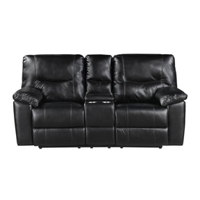 Maverick Black Double Reclining Loveseat With Center Console - Ornate Home