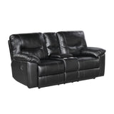 Maverick Black Double Reclining Loveseat With Center Console - Ornate Home