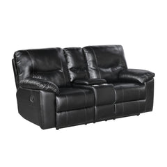 Maverick Black Double Reclining Loveseat With Center Console - Ornate Home