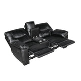 Maverick Black Double Reclining Loveseat With Center Console - Ornate Home