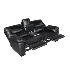 Maverick Black Double Reclining Loveseat With Center Console - Ornate Home