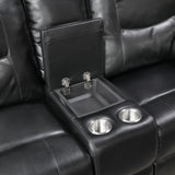 Maverick Black Double Reclining Loveseat With Center Console - Ornate Home