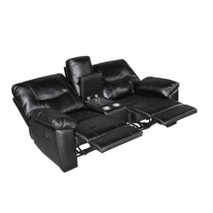 Maverick Black Double Reclining Loveseat With Center Console - Ornate Home