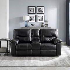 Maverick Black Double Reclining Loveseat With Center Console - Ornate Home