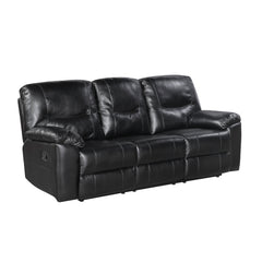 Maverick Black Double Reclining Sofa With Drop-down Cup Holders - Ornate Home
