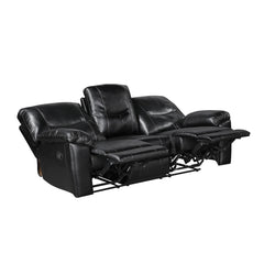 Maverick Black Double Reclining Sofa With Drop-down Cup Holders - Ornate Home